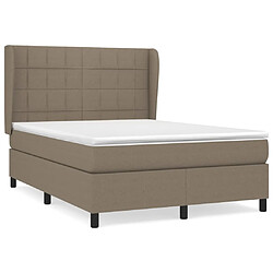 Maison Chic Lit adulte- Lit + matelas,Sommier à lattes de lit avec matelas Taupe 140x190 cm Tissu -GKD92273