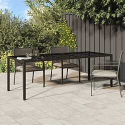 vidaXL Table de jardin Marron 250x100x75 cm Verre trempé et poly rotin