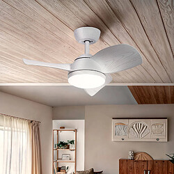 Ledkia Ventilateur de Plafond Silencieux Poros 35W 76cm Motor DC Avec lumière Télécommande Bois blanc Bois blanc Non