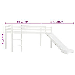 vidaXL Lit mezzanine d'enfants toboggan et échelle bois pin 97x208 cm pas cher