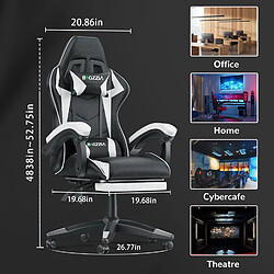 Acheter Fauteuil de Bureau - BIGZZIA Siège de bureau Réglable - Chaise gaming avec Appui-tête et Support lombaire, 136kg, Noir et Blanc