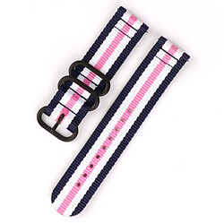 Bracelet en nylon fermeture à boucle bleu/blanc/rose pour votre Samsung Galaxy Watch 46mm/Huawei Watch GT 46mm