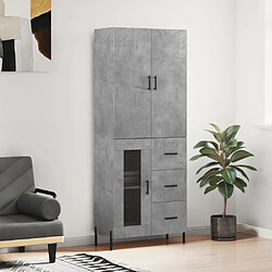 vidaXL Buffet haut Gris béton 69,5x34x180 cm Bois d'ingénierie