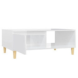 Maison Chic Table basse,Table Console Table d'appoint, Table pour salon Blanc brillant 90x60x35 cm Aggloméré -MN18461 pas cher