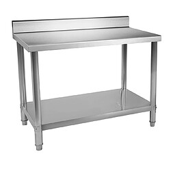 Helloshop26 Table de travail cuisine professionnel acier inoxydable avec dosseret 120 x 160 cm capacité de 137 kg 14_0003697