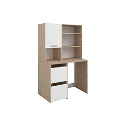 Vente-Unique Meuble pour machine à laver avec étagères et placards - Naturel clair et blanc - L111 x H184 cm - ERKANO