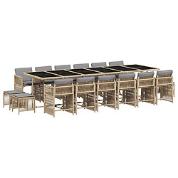 vidaXL Ensemble à manger de jardin et coussins 17 pcs mélange beige