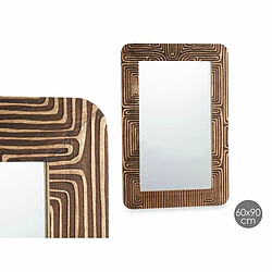 Gift Decor Miroir mural Marron Bois de manguier Courbe 90 x 60 x 2 cm