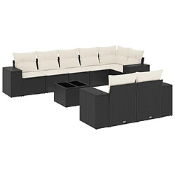 Maison Chic Ensemble Tables et chaises d'extérieur 9 pcs avec coussins,Salon de jardin noir résine tressée -GKD820396