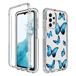 Coque en TPU antichoc, transparent pour votre Samsung Galaxy A23 5G - papillon bleu