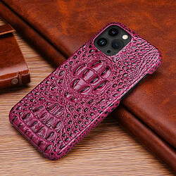 Coque en TPU + cuir véritable texture crocodile, anti-chocs, anti-chutte pour votre iPhone 14 Pro Max - rouge vin