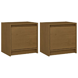 vidaXL Tables de chevet 2 pcs Marron miel 40x30,5x40 cm Bois de pin