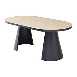 Vente-Unique Table à manger extensible 6 à 10 personnes en MDF et métal - Naturel clair et Noir - KORIZEA pas cher