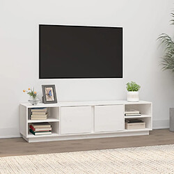 Maison Chic Meuble TV scandinave - Banc TV pour salon Blanc 156x40x40 cm Bois de pin massif -MN21461