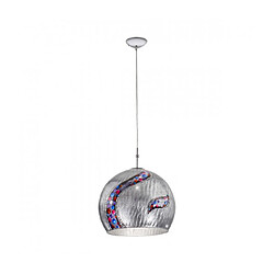 Luminaire Center Suspension design LUNA chrome 1 ampoule, abat jour argent