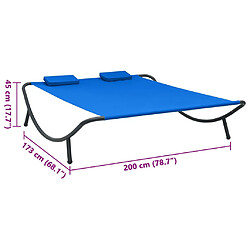 vidaXL Chaise longue d'extérieur tissu bleu pas cher