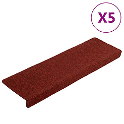 vidaXL Tapis de marches d'escalier 5 pcs Bordeaux 65x21x4cm Aiguilleté