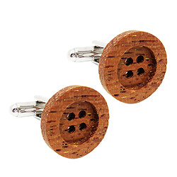 Boutons de Manchette Bouton Rond Bois Mariage Bijoux Pour Homme