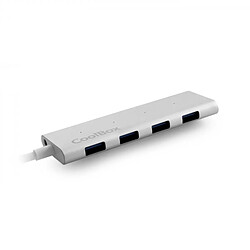 Coolbox HUBALU3 Hub USB-C - 4 Ports USB 3.0 - Aluminium résistant - Connexion Rapide et Sécurisée - Couleur Gris