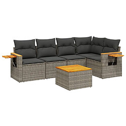 Maison Chic Salon de jardin 6 pcs avec coussins | Ensemble de Table et chaises | Mobilier d'Extérieur gris résine tressée -GKD33063