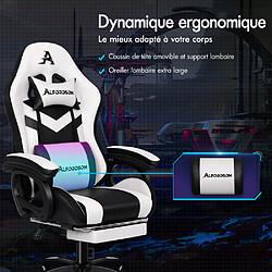 Avis ALFORDSON Chaise Gaming Chaise de Bureau LED et Massant 8 Points Blanc et Noir