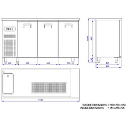 Refroidisseur de Boisson Avec Evier - 3 Portes - Combisteel pas cher