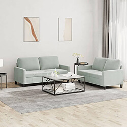 Maison Chic Ensemble de canapés 2 pcs avec coussins, Canapé droit Sofa pour Salon Gris clair Velours -GKD981171