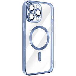 Avizar Coque MagSafe pour iPhone 14 Pro Silicone Protection Caméra Chromé Bleu Clair