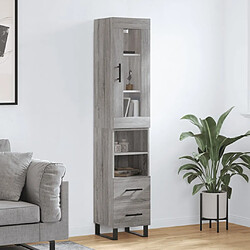 vidaXL Buffet haut Sonoma gris 34,5x34x180 cm Bois d'ingénierie