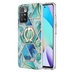 Coque en TPU anti-rayures, bord électrolytique 2,0 mm, motif marbre IMD avec béquille vert pour votre Xiaomi Redmi 10/10 Prime