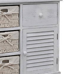 Acheter vidaXL Armoire en bois 3 paniers gauches en tissage Blanc