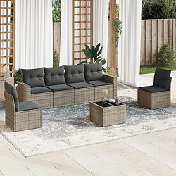 Maison Chic Salon de jardin avec coussins 7 pcs | Ensemble de Table et chaises | Mobilier d'Extérieur gris résine tressée -GKD11523