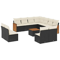 Maison Chic Salon de jardin 12 pcs avec coussins | Ensemble de Table et chaises | Mobilier d'Extérieur noir résine tressée -GKD33014