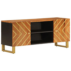 vidaXL Meuble TV marron et noir 105x33,5x46 cm bois massif manguier