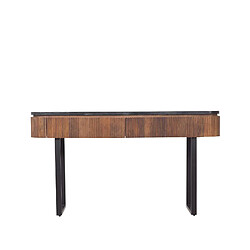 BOIS & CHIFFONS Console bois plateau marbre noir | Manguier Kfir