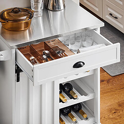 Acheter SoBuy FKW121-W Desserte de Cuisine à roulettes, Chariot de Service Cuisine, Placard de Cuisine avec Tiroir, Porte de Grange Coulissante, Porte-Serviettes, Porte-Bouteilles, 69x46x92 cm