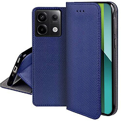 Htdmobiles Housse etui portefeuille avec coque interieure en silicone pour Xiaomi Redmi Note 13 Pro 5G / Poco X6 5G + film ecran - BLEU MAGNET