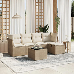 Maison Chic Salon de jardin avec coussins 6 pcs, Ensemble Tables et chaises de jardin, beige résine tressée -GKD315858