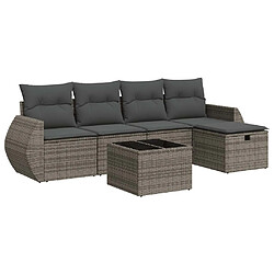 vidaXL Salon de jardin 6 pcs avec coussins gris résine tressée