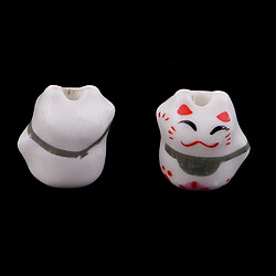 10 pièces en céramique chance chat maneki neko en porcelaine entretoise perles 12x14mm