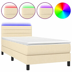 Sommier à lattes LED,Cadre à lattes de lit avec matelas pour Adulte Crème 80x200 cm Tissu -MN92557