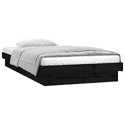 vidaXL Cadre de lit à LED sans matelas noir 90x200 cm bois massif