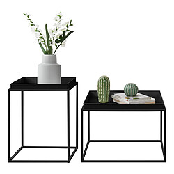 Set de 2 Tables Basses Tailles Différents avec Plateau Amovible Noir [en.casa]