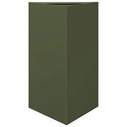 Acheter vidaXL Jardinières 2 pcs vert olive triangulaire 50x43x75 cm acier