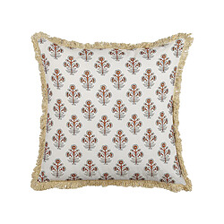 Beliani Coussin OMORIKA Coton 45 x 45 cm Floral Impression en bloc Blanc