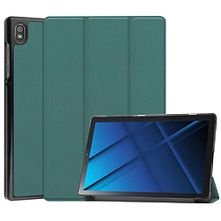 Etui en PU fonction veille/réveil automatique avec support vert noirâtre pour votre Lenovo Tab 6