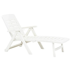 Avis Maison Chic Chaise longue pliable de jardin | Bain de soleil Relax | Transat Plastique Blanc -GKD64898