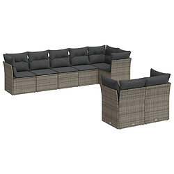 Maison Chic Salon de jardin 8 pcs avec coussins | Ensemble de Table et chaises | Mobilier d'Extérieur gris résine tressée -GKD61100