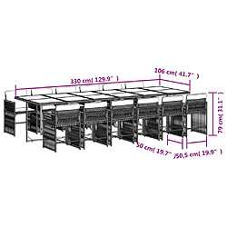 vidaXL Ensemble à manger de jardin 13 pcs coussins noir résine tressée pas cher