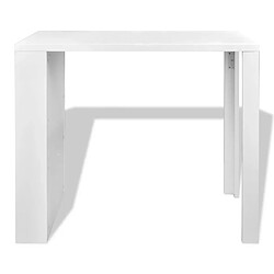 Helloshop26 Table haute mange debout bar bistrot MDF avec casier à bouteilles blanc haut brillance 0902106